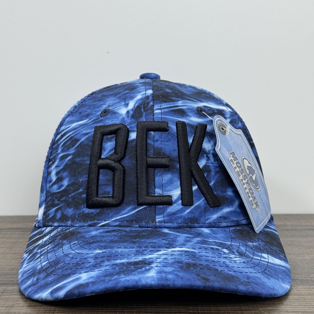 BEK Hat Cap Strap Back Blue Water Print Outdoor Cap Mossy Oak Elements Mens‎